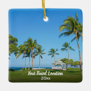 Custom Travel 2 Foto Script Moderne Weihnachten Keramikornament