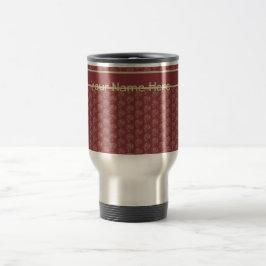 Custom Travel Mug, Maroon Mini-Print Reisebecher