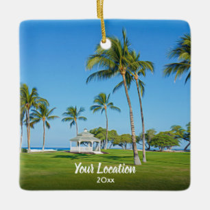 Custom Travel Photo, Year 2-sided Modern Christmas Keramikornament