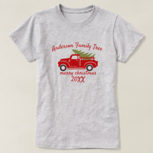 Custom Tree Truck Frohe Weihnachtsfrauen T-Shirt