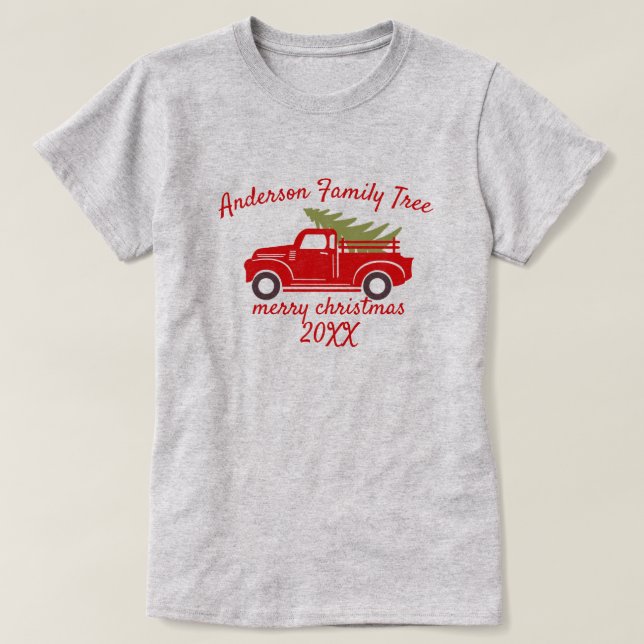 Custom Tree Truck Frohe Weihnachtsfrauen T-Shirt (Design vorne)