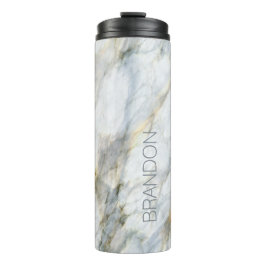 Custom Trendy Blue Gray Brown Marmorstein Textur Thermosbecher