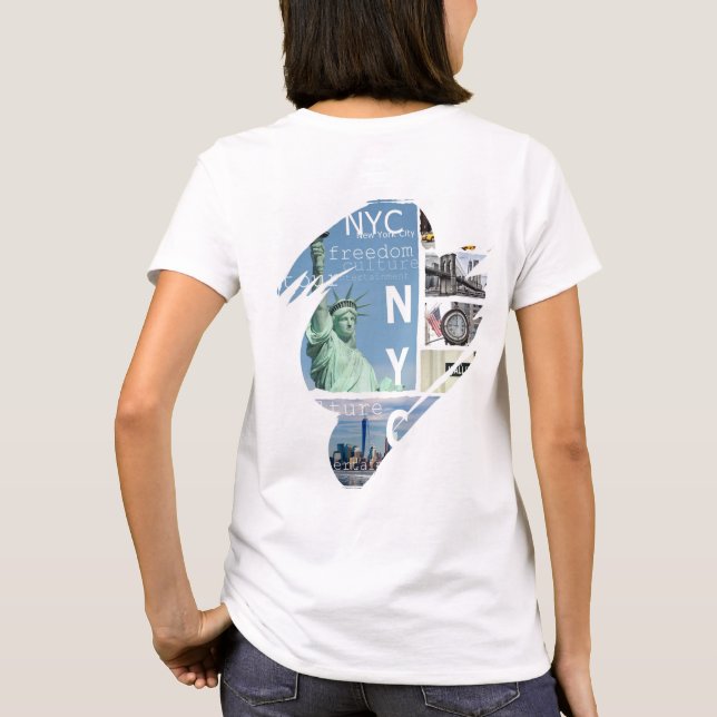 Custom Trendy New York City Manhattan Nyc Liberty T-Shirt (Rückseite)