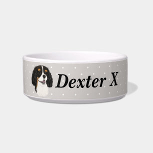 Custom Tri Cavalier King Charles Spaniel Napf