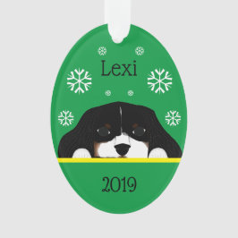 Custom Tri Color Cavalier King Charles Green Oval Ornament