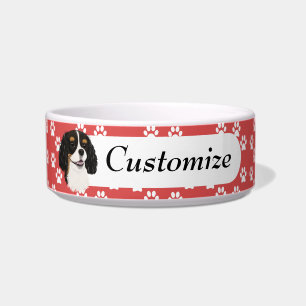 Custom Tri Color Cavalier King Charles Spaniel Napf