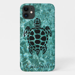 Custom Tribal Sea Turtle Aqua Blue Case-Mate iPhone Hülle
