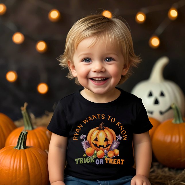 Custom Trick oder Treat Fun Pumpkin Halloween Leck Kleinkind T-shirt (Von Creator hochgeladen)