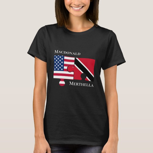 Custom Trinidad USA Flag T-Shirt (Vorderseite)