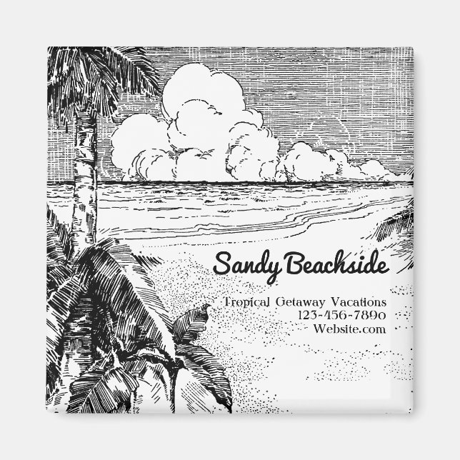 Custom Tropical Beach Small Business Magnet (Vorne)