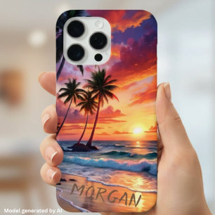 Custom Tropical Beach Sunset Küstenkunst Case-Mate iPhone Hülle