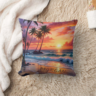Custom Tropical Beach Sunset | Küstenkunst Kissen