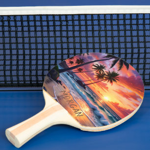 Custom Tropical Beach Sunset   Küstenkunst Tischtennis Schläger