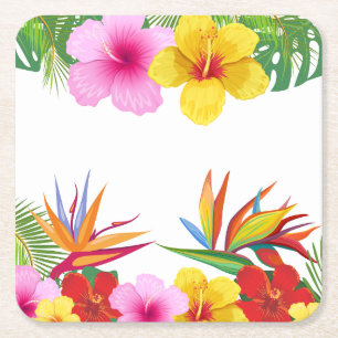 Custom Tropical Blume Hibisken Party Rechteckiger Pappuntersetzer