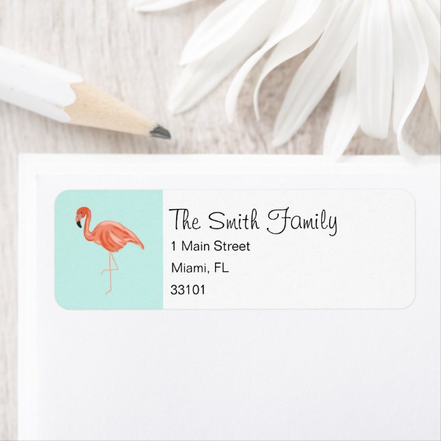 Custom Tropical Flamingos Address (Insitu)