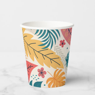 Custom Tropical Floral Paper Cups - Bulk Event Pappbecher