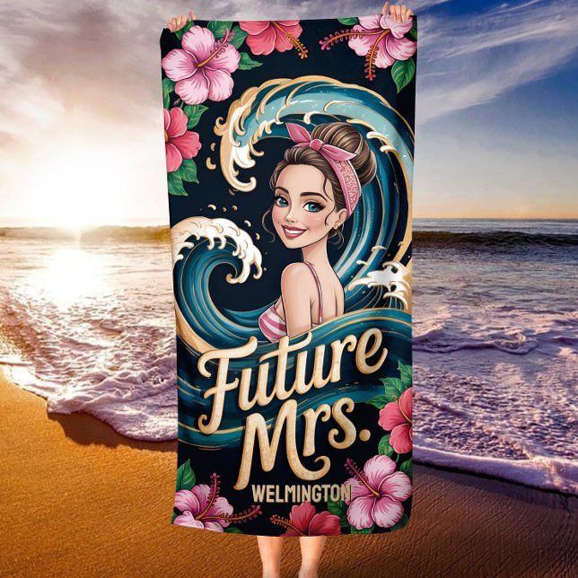 Custom Tropical Hibiskus Ocean Wave Future Mrs. Strandtuch (Von Creator hochgeladen)