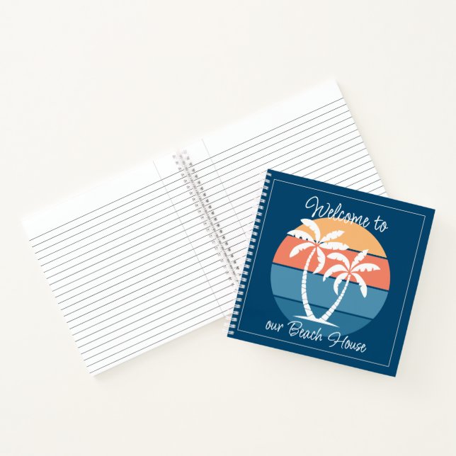 Custom Tropical Island Beach Ocean Sunset Notizbuch (Innenseite)