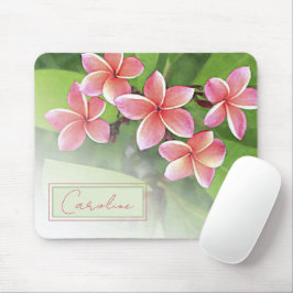 Custom Tropical Plumeria Blume Watercolor Art Mousepad