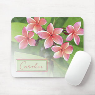 Custom Tropical Plumeria Blume Watercolor Art Mousepad