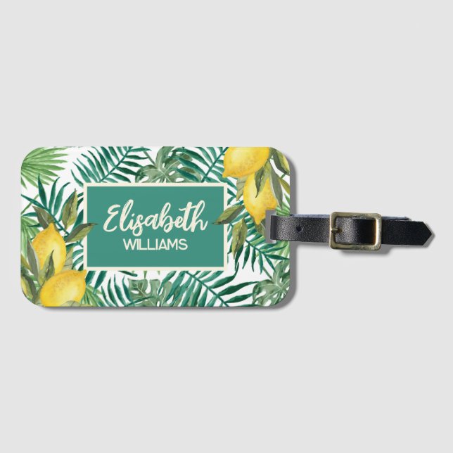 Custom Tropical Summer Mediterranean Lemon Gepäckanhänger (Vorderseite (Horizontal))
