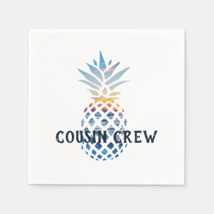 Custom Tropical Sunset Ananas Cousin Crew Serviette
