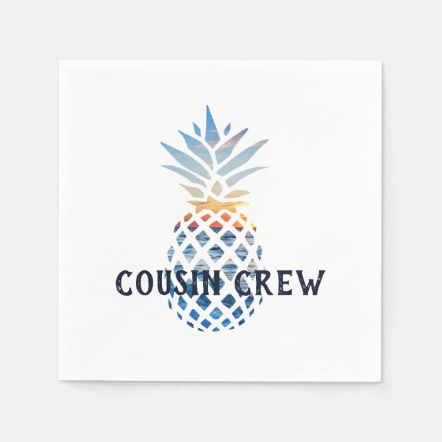Custom Tropical Sunset Ananas Cousin Crew Serviette (Vorderseite)