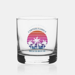 Custom Tropical Sunset Palm Tree Beach House Whiskyglas