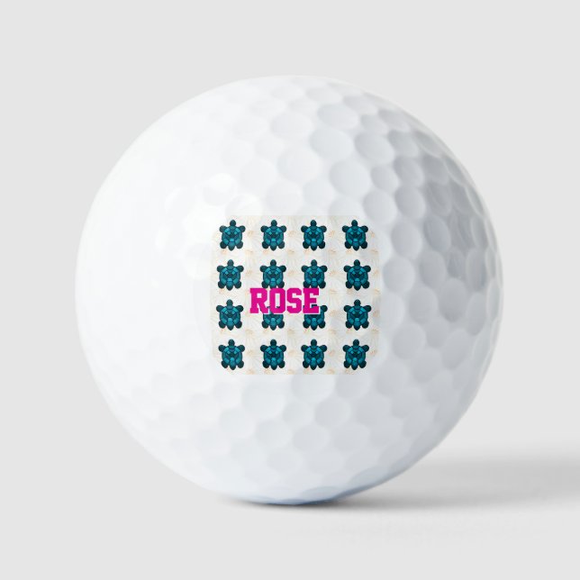 Custom Tropical Turtle Floral Pattern Seamless  Golfball (Vorderseite)