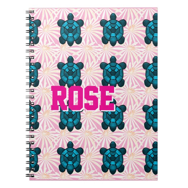 Custom Tropical Turtle Floral Pattern Seamless  Notizblock (Vorderseite)