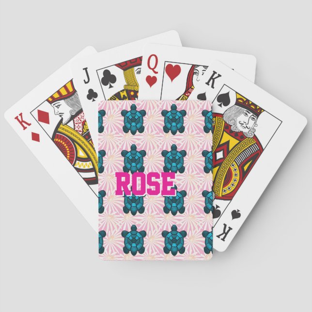 Custom Tropical Turtle Floral Pattern Seamless  Spielkarten (Rückseite)