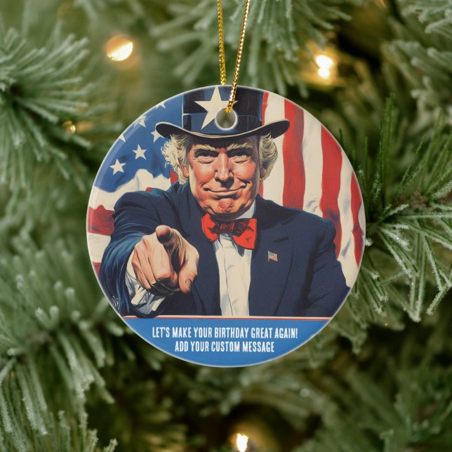 Custom Trump Funny Message for Happy 50 th Birthda Keramik Ornament (Baum)