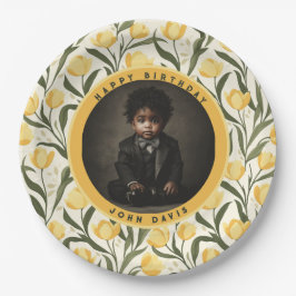 Custom Tulip Flower Boho Birthday Pappteller