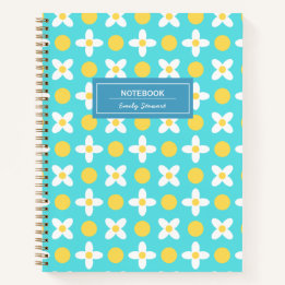 Custom Türkise Blue Retro Blumenmuster Notizbuch