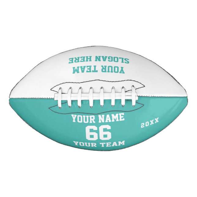 Custom Türkise Football with Name, Number, Team (Vorderseite)