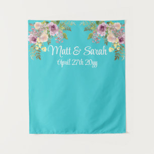 Custom Turquoise Blue Wedeption Fotoshop Wandteppich