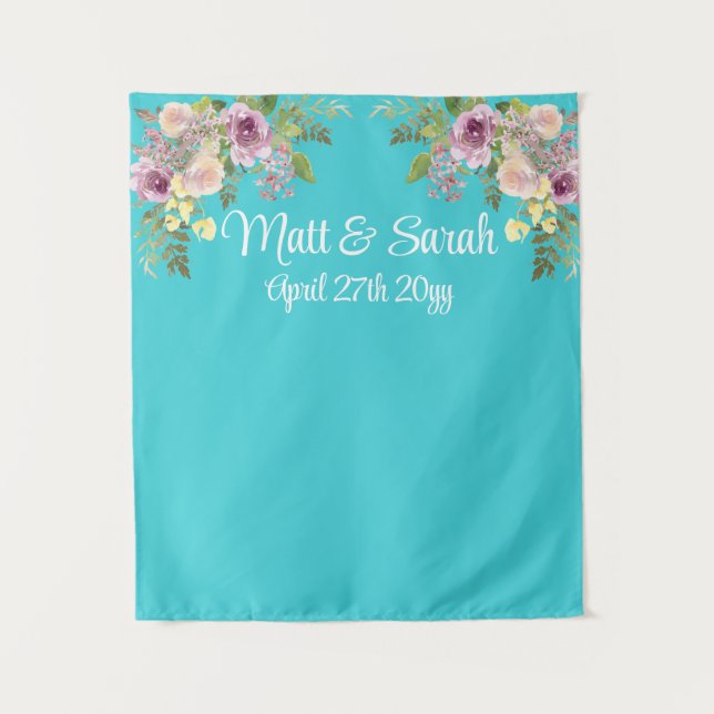 Custom Turquoise Blue Wedeption Fotoshop Wandteppich (Vorderseite)