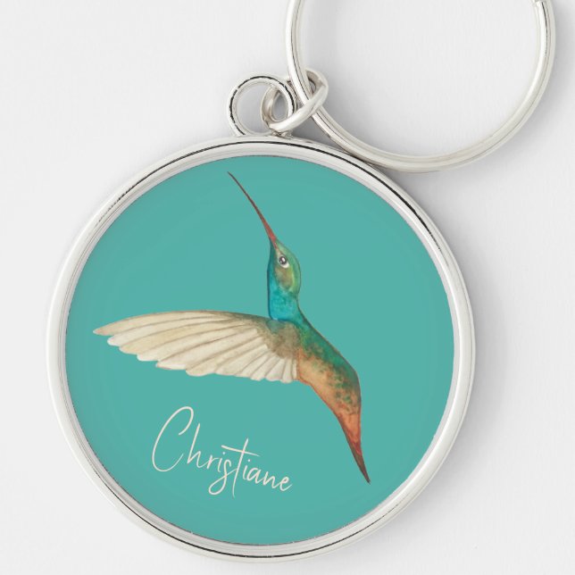 Custom Turquoise Hummingbirds Schlüsselanhänger (Vorne)