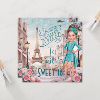 Custom Turquoise Sweet 16 in Paris Einladung