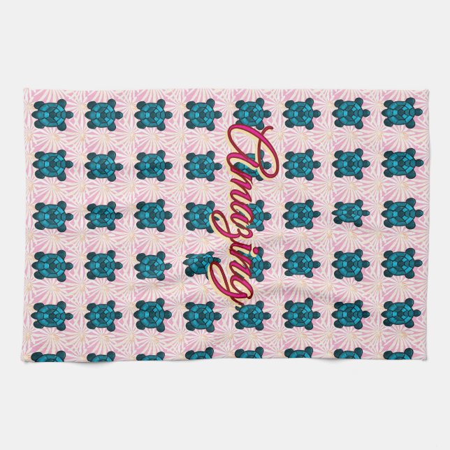 Custom turtle pattern Sherpa Blanket Geschirrtuch (Horizontal)