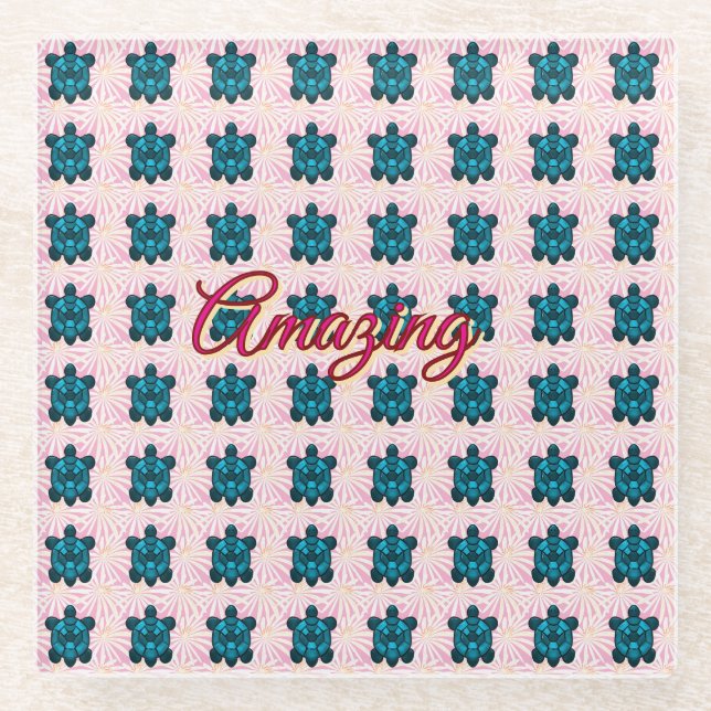 Custom turtle pattern Sherpa Blanket Glasuntersetzer (Vorderseite)