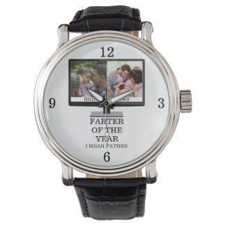 Custom TV-Farter des Jahres lustige Papa 2 Foto Armbanduhr