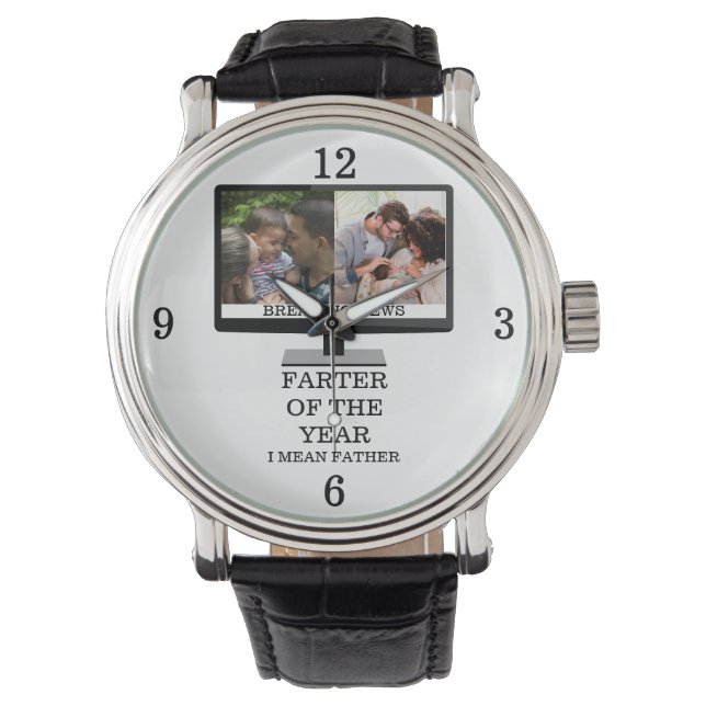 Custom TV-Farter des Jahres lustige Papa 2 Foto Armbanduhr (Vorderseite)