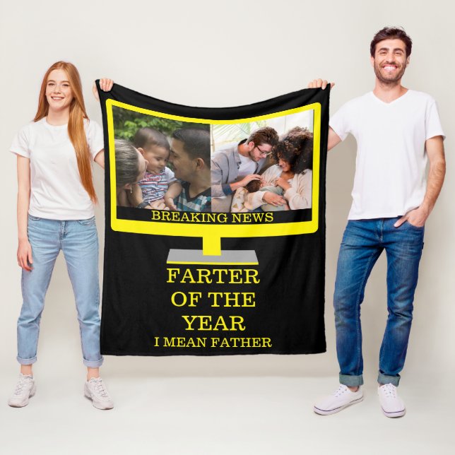 Custom TV-Farter des Jahres lustige Papa 2 Foto Fleecedecke (Beispiel)