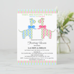 Custom Twin Giraffe Floating Baby Shower Einladung