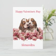 Custom Two Basset Hound Welpen Valentine