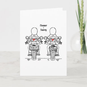 Custom Two Brides Biker Motorrad Abend Hochzeit Einladung