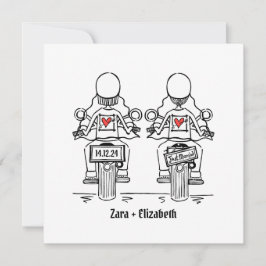 Custom Two Brides Biker Motorrad Abend Hochzeit Einladung