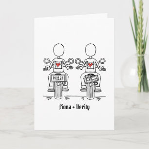 Custom Two Brides Biker Motorrad Abend Hochzeit Einladung