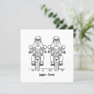 Custom Two Brides Biker Motorrad Abend Hochzeit Einladung